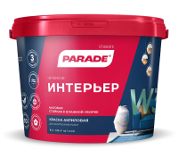 Краска PARADE W3 акриловая интерьерная белая матовая (9 л)