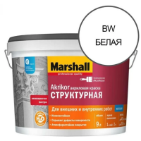 Краска акриловая Marshall Akrikor Структурная белая 9 л.