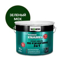 Грунт-эмаль по ржавчине 3 в 1 Гладкая Зеленый мох (10 кг) ЭКОДОМ